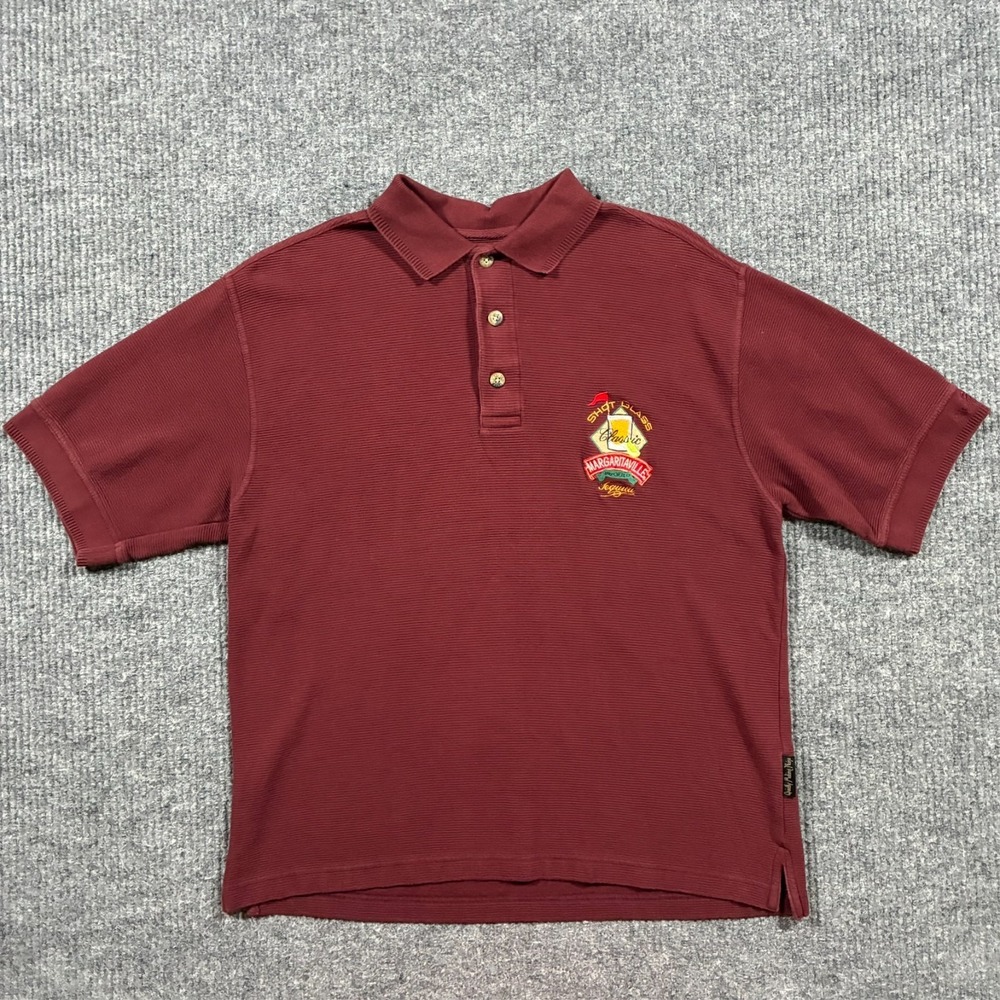 Jimmy Buffett Margaritaville Polo Shirt Mens Size S Burgundy‎ Embroidered Casual